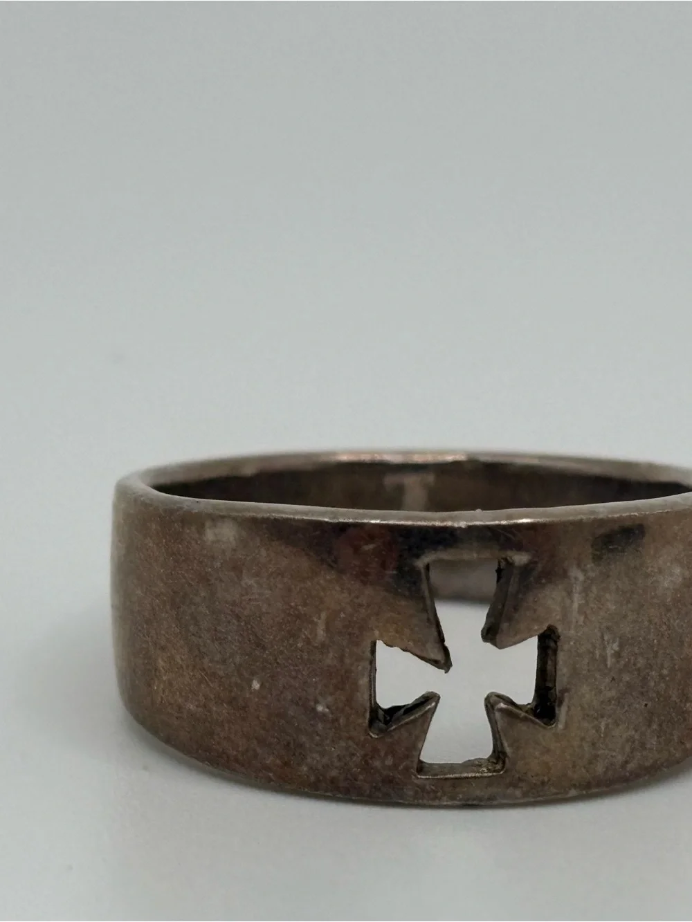 925 Sterling Silver Maltese Cross Ring Size 9 Mens Biker Gothic Wide Band